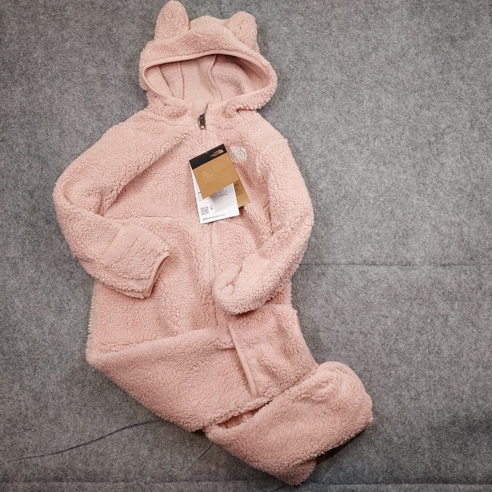 THE NORTH FACE Baby Bear One-Piece Bunting Teddy Pink Moss 18-24 Months Hooded